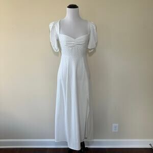 Danielle Bernstein Women's Polka Dot Puff Sleeves Slip Dress White Size 0-2